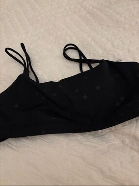 Black Star-Print sports bra with Thin Straps